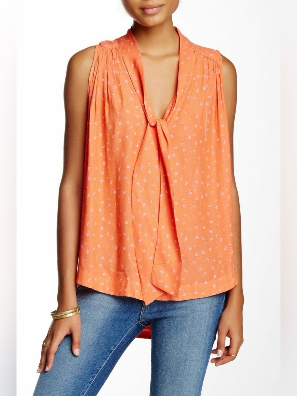 Free People Sleeveless Tie Printed Top